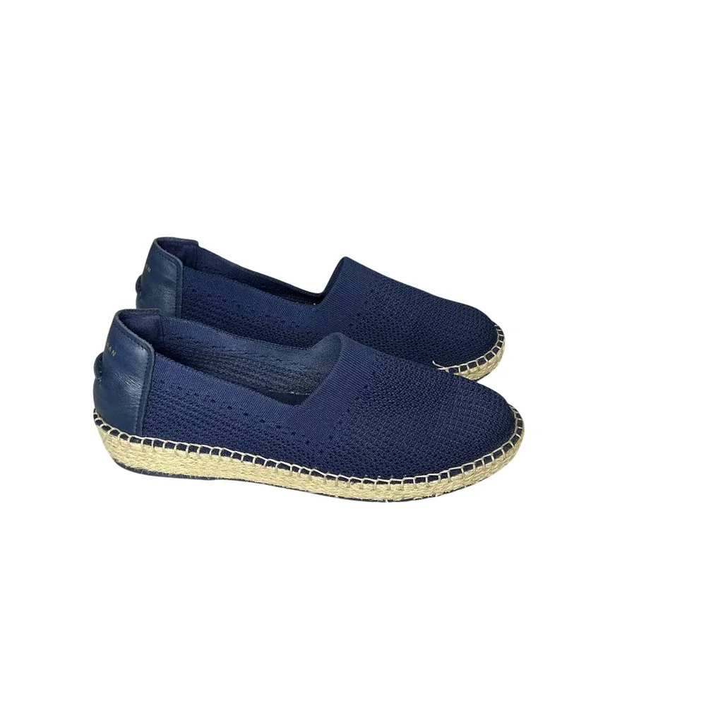 Cole Haan Cloudfeel Navy Blue Knit Espadrille Grand.OS Flats Slip On Shoe 9